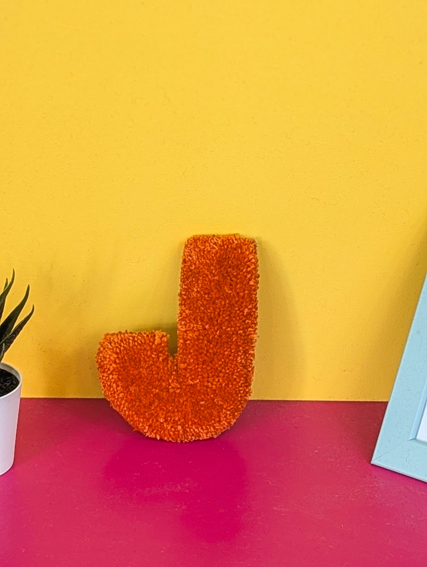 Tufted Fluffy Alphabet Wall Letter J - Colourful Kids Room Decor, Cute Nursery Accent, Personalised Wall Display