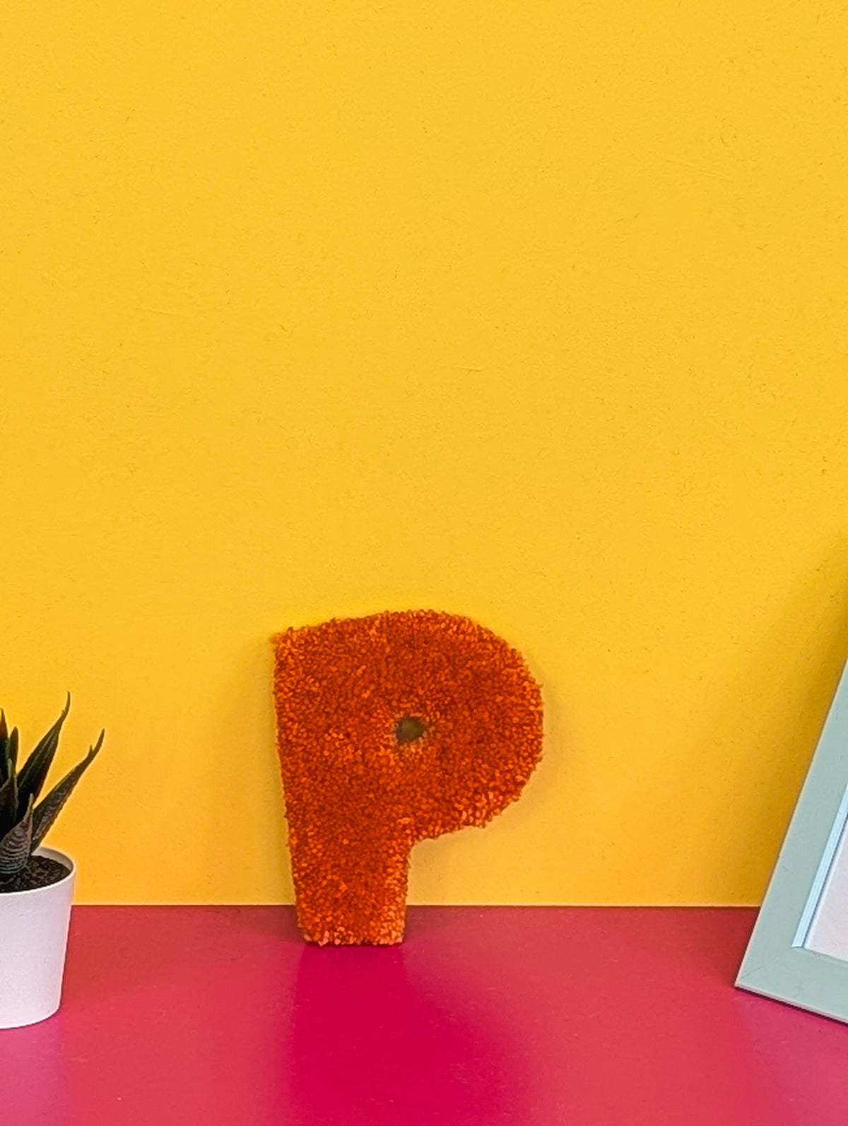 Tufted Fluffy Alphabet Wall Letter P - Colourful Kids Room Decor, Cute Nursery Accent, Personalised Wall Display