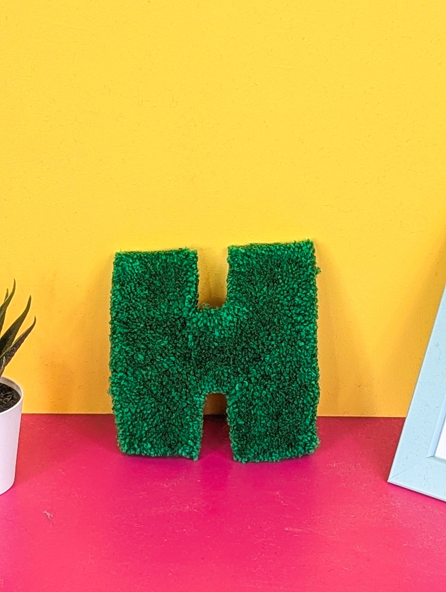 Tufted Fluffy Alphabet Wall Letter H - Colourful Kids Room Decor, Cute Nursery Accent, Personalised Wall Display