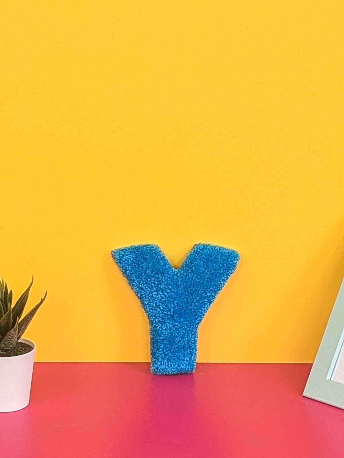 Tufted Fluffy Alphabet Wall Letter Y - Colourful Kids Room Decor, Cute Nursery Accent, Personalised Wall Display