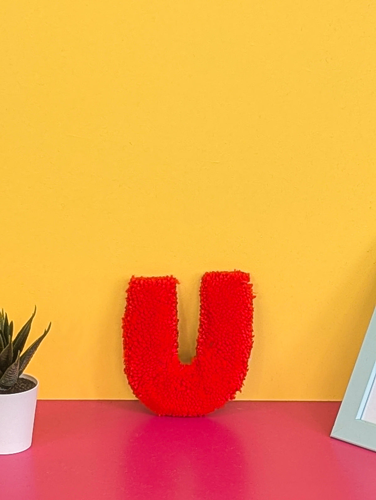 Tufted Fluffy Alphabet Wall Letter U - Colourful Kids Room Decor, Cute Nursery Accent, Personalised Wall Display