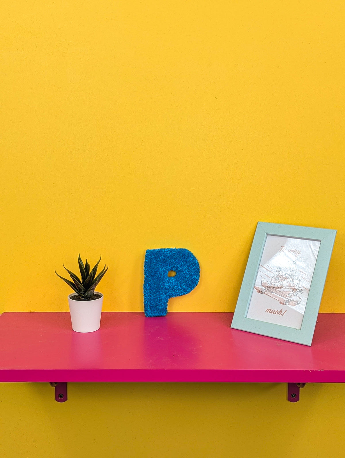 Tufted Fluffy Alphabet Wall Letter P - Colourful Kids Room Decor, Cute Nursery Accent, Personalised Wall Display