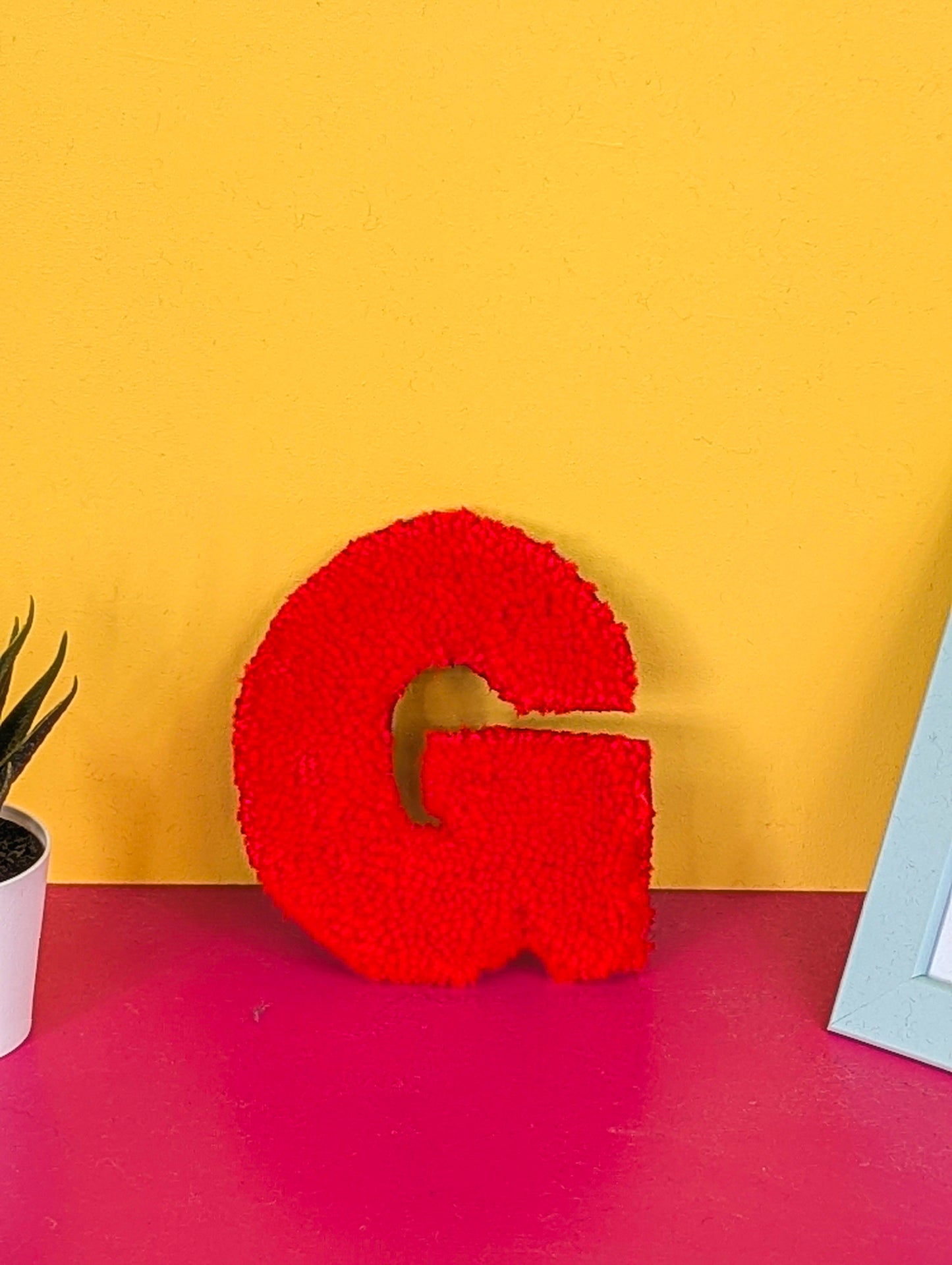 Tufted Fluffy Alphabet Wall Letter G - Colourful Kids Room Decor, Cute Nursery Accent, Personalised Wall Display