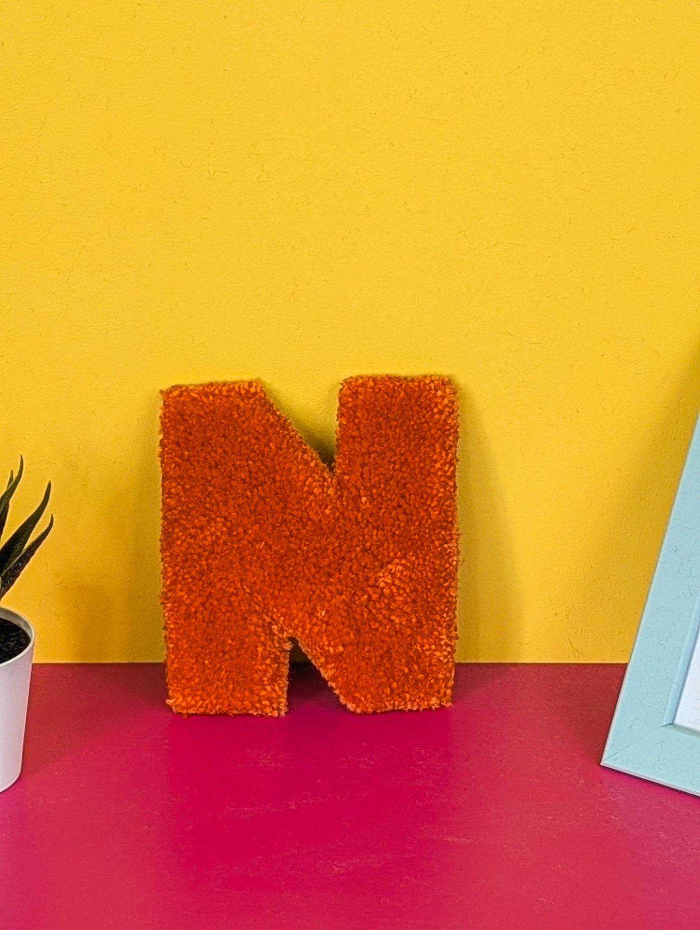 Tufted Fluffy Alphabet Wall Letter N - Colourful Kids Room Decor, Cute Nursery Accent, Personalised Wall Display