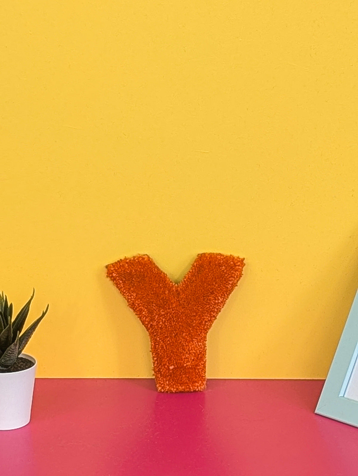 Tufted Fluffy Alphabet Wall Letter Y - Colourful Kids Room Decor, Cute Nursery Accent, Personalised Wall Display