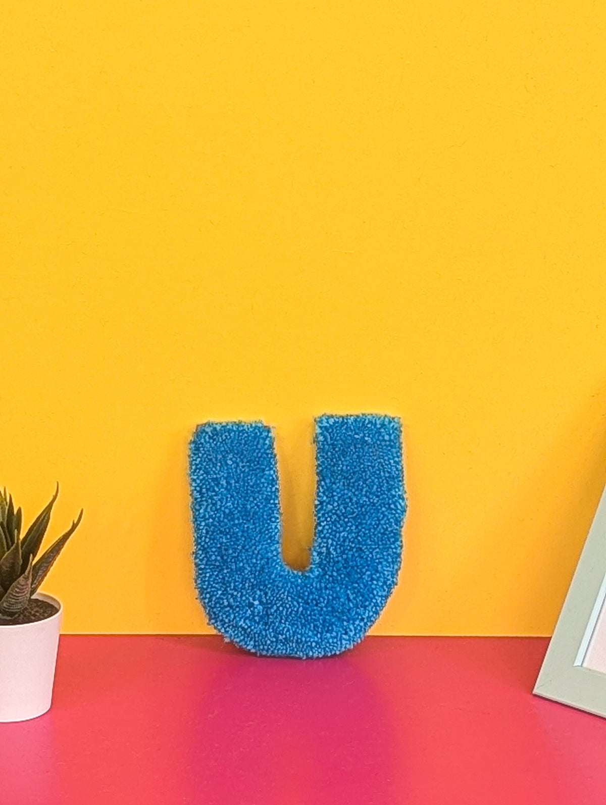 Tufted Fluffy Alphabet Wall Letter U - Colourful Kids Room Decor, Cute Nursery Accent, Personalised Wall Display