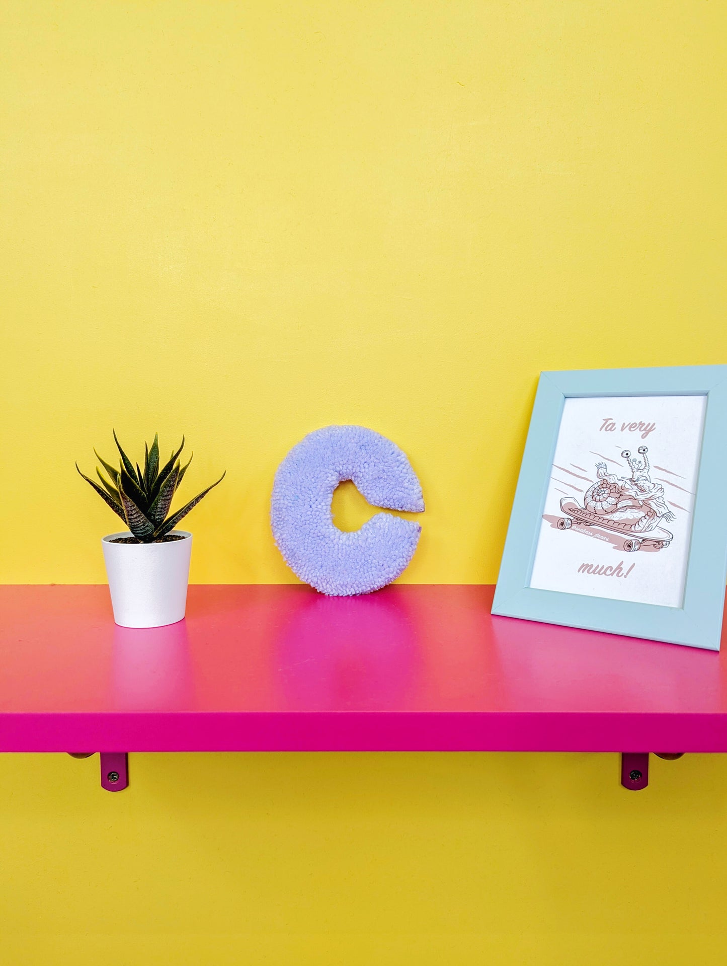Tufted Fluffy Alphabet Wall Letter C - Colourful Kids Room Decor, Cute Nursery Accent, Personalised Wall Display