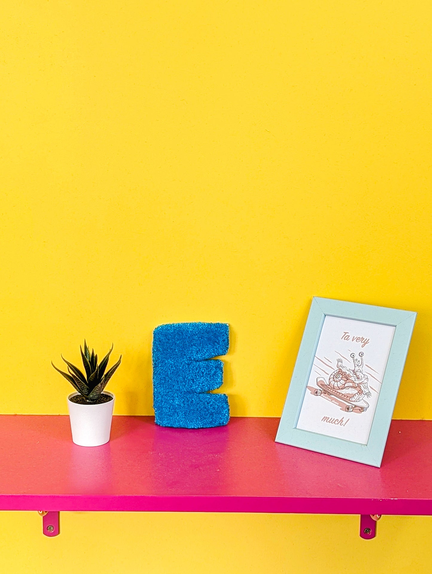 Tufted Fluffy Alphabet Wall Letter E - Colourful Kids Room Decor, Cute Nursery Accent, Personalised Wall Display