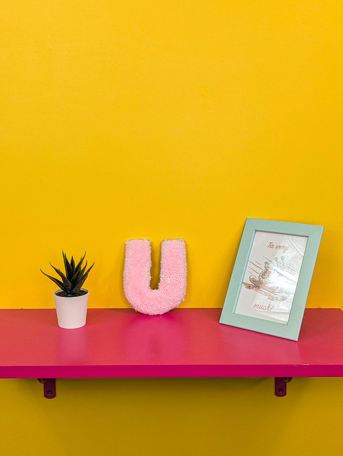 Tufted Fluffy Alphabet Wall Letter U - Colourful Kids Room Decor, Cute Nursery Accent, Personalised Wall Display