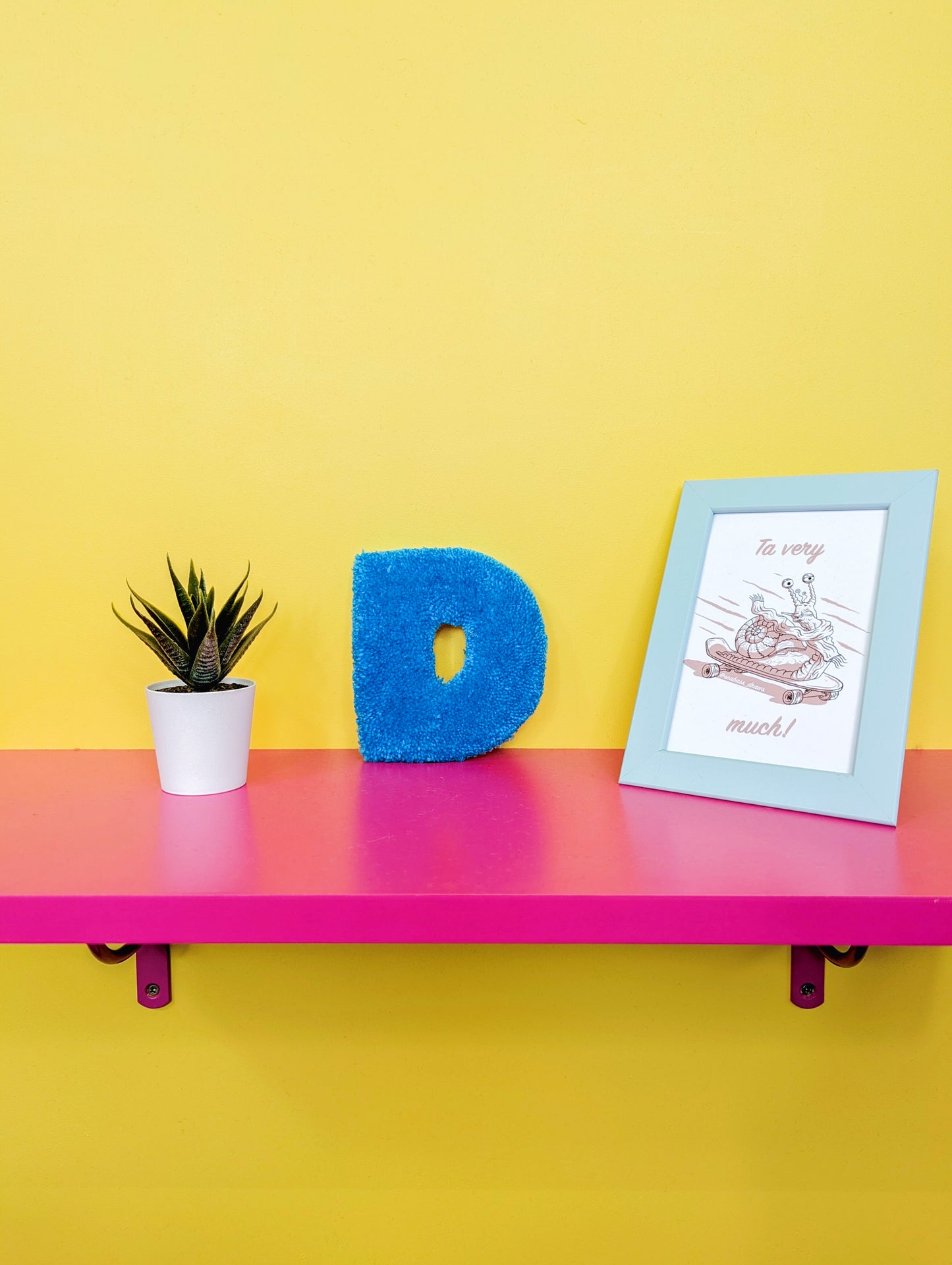 Tufted Fluffy Alphabet Wall Letter D - Colourful Kids Room Decor, Cute Nursery Accent, Personalised Wall Display