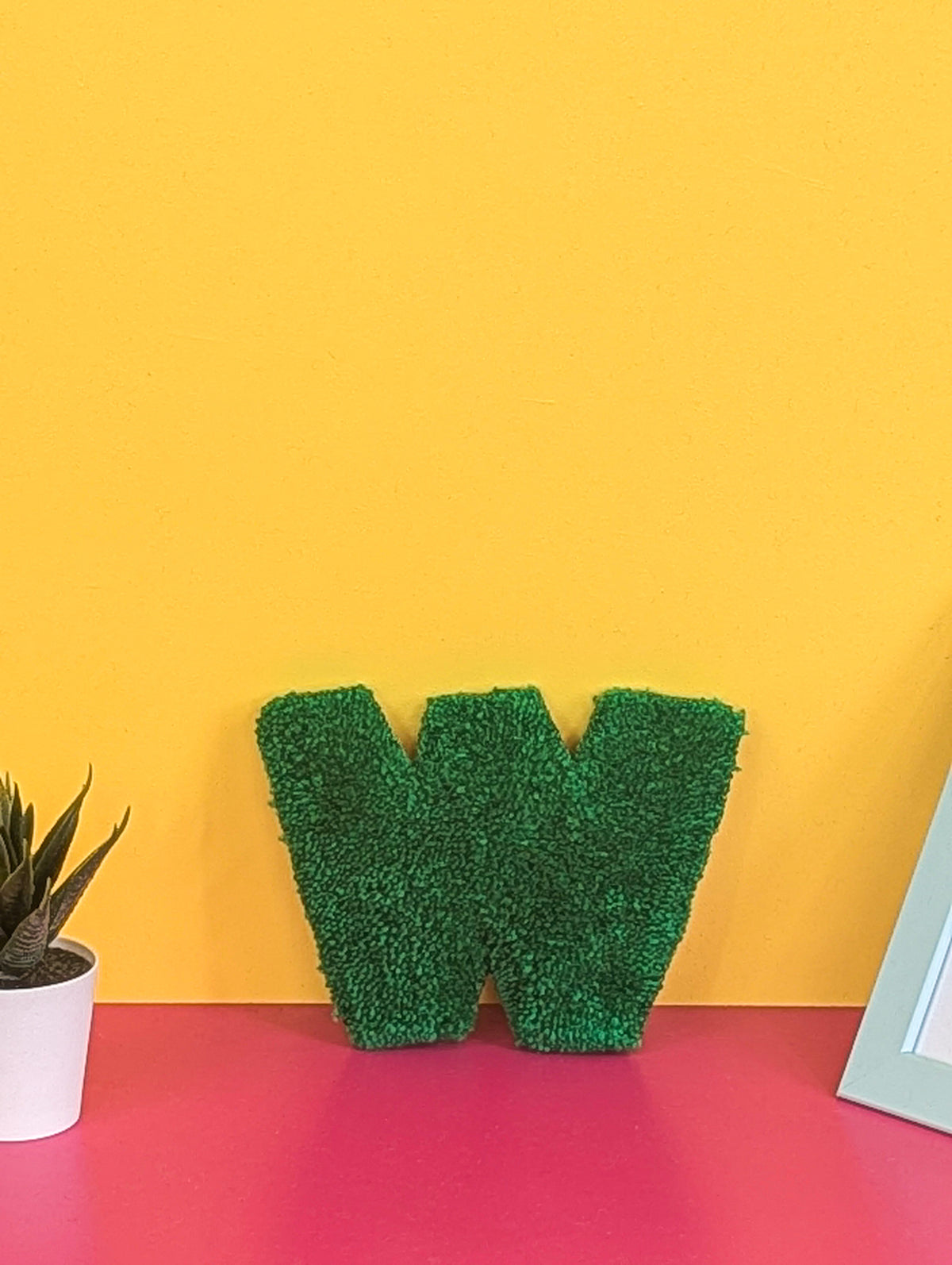 Tufted Fluffy Alphabet Wall Letter W - Colourful Kids Room Decor, Cute Nursery Accent, Personalised Wall Display
