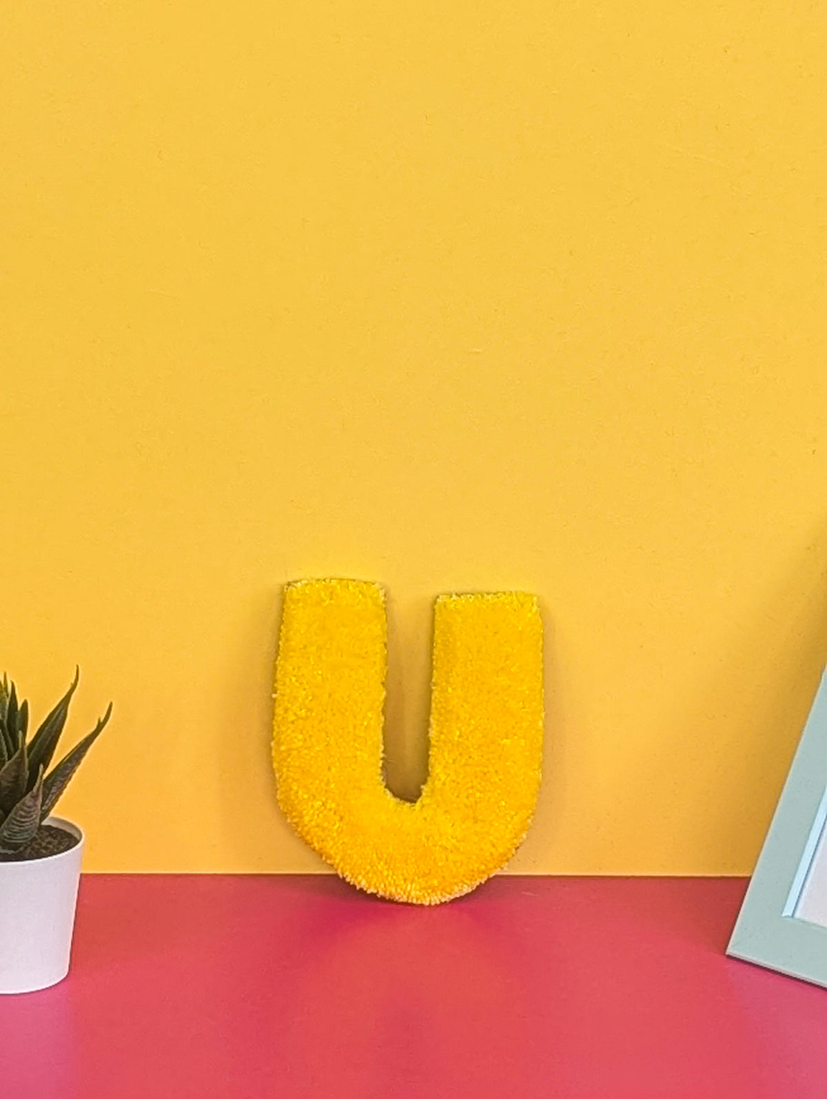Tufted Fluffy Alphabet Wall Letter U - Colourful Kids Room Decor, Cute Nursery Accent, Personalised Wall Display