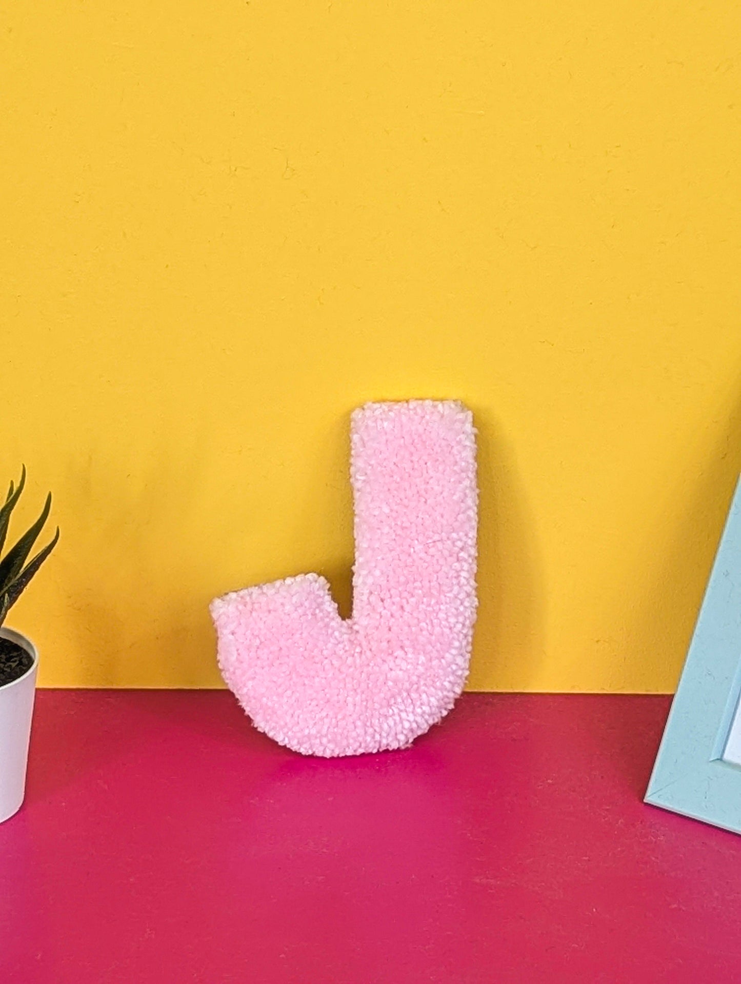Tufted Fluffy Alphabet Wall Letter J - Colourful Kids Room Decor, Cute Nursery Accent, Personalised Wall Display