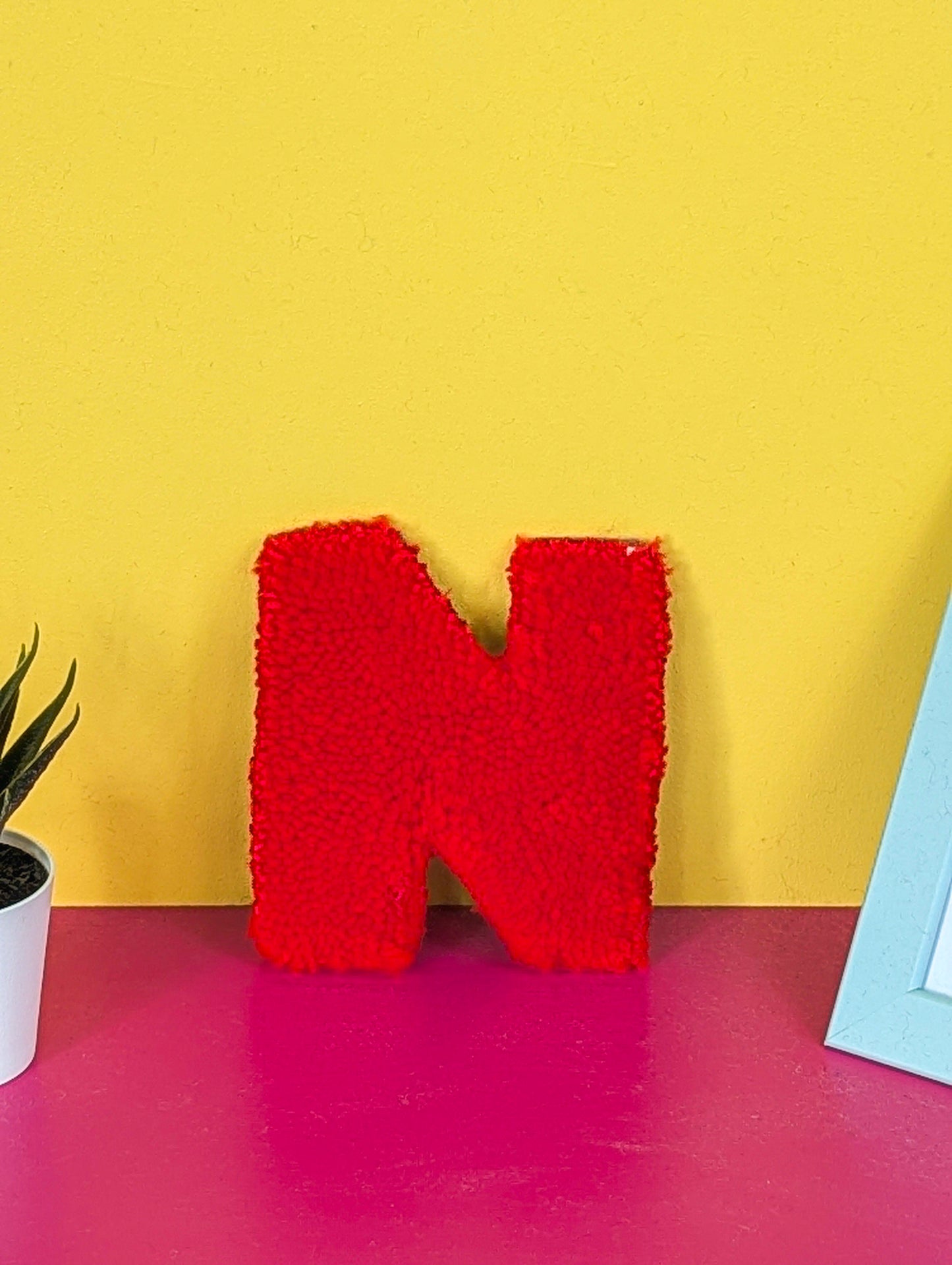 Tufted Fluffy Alphabet Wall Letter N - Colourful Kids Room Decor, Cute Nursery Accent, Personalised Wall Display