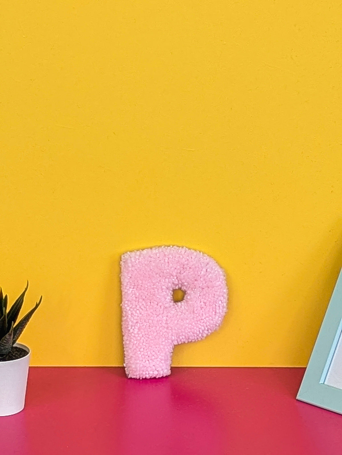 Tufted Fluffy Alphabet Wall Letter P - Colourful Kids Room Decor, Cute Nursery Accent, Personalised Wall Display