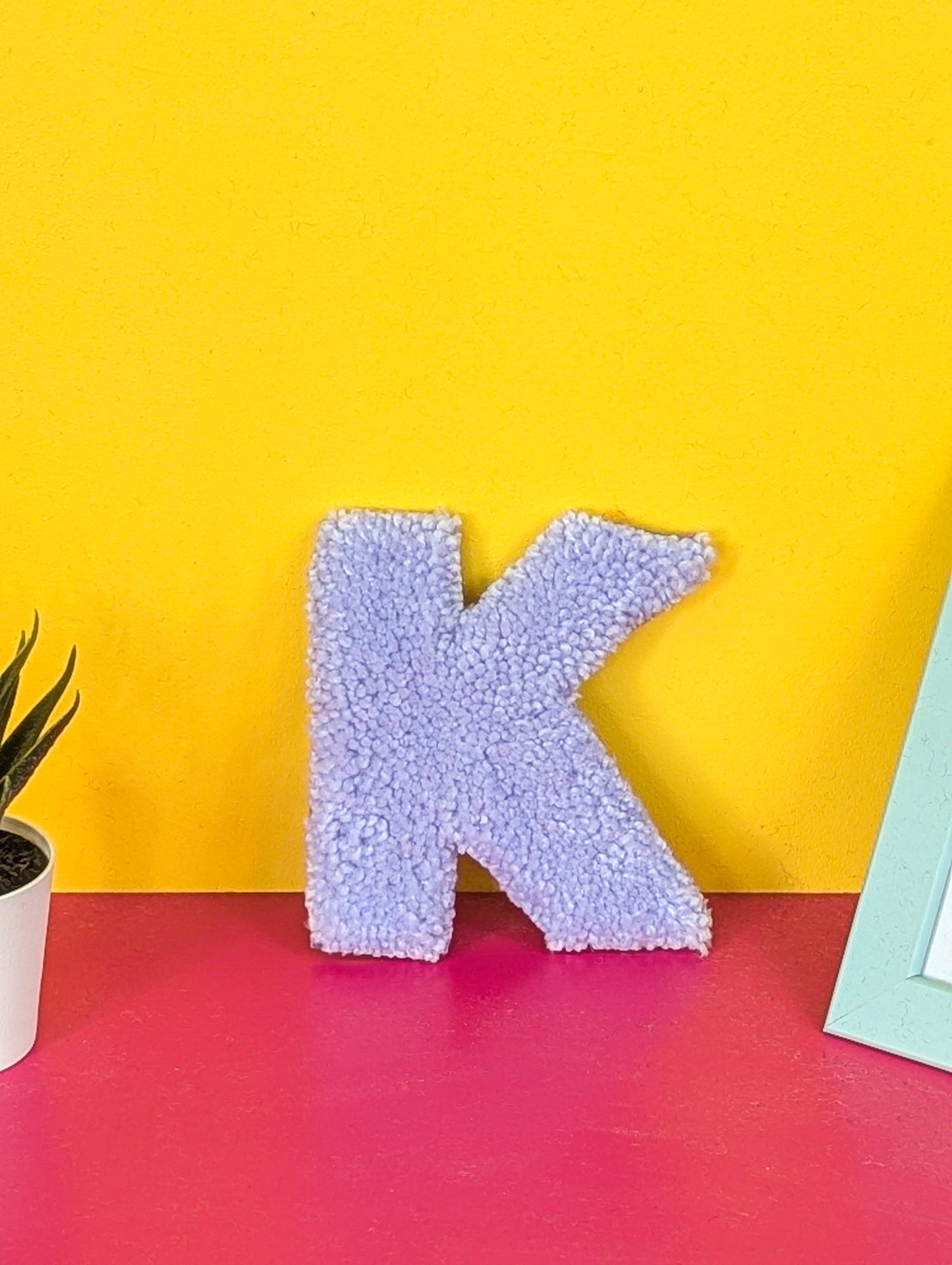 Tufted Fluffy Alphabet Wall Letter K - Colourful Kids Room Decor, Cute Nursery Accent, Personalised Wall Display