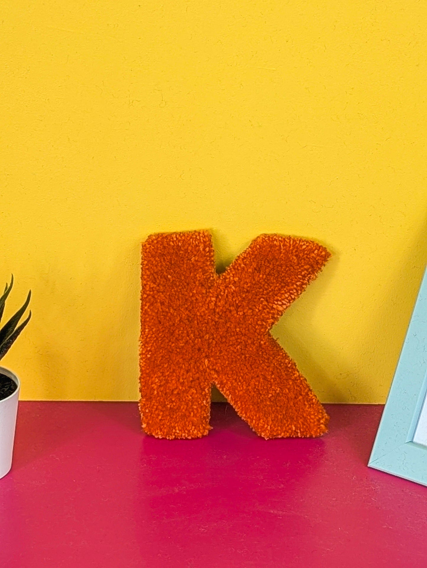 Tufted Fluffy Alphabet Wall Letter K - Colourful Kids Room Decor, Cute Nursery Accent, Personalised Wall Display