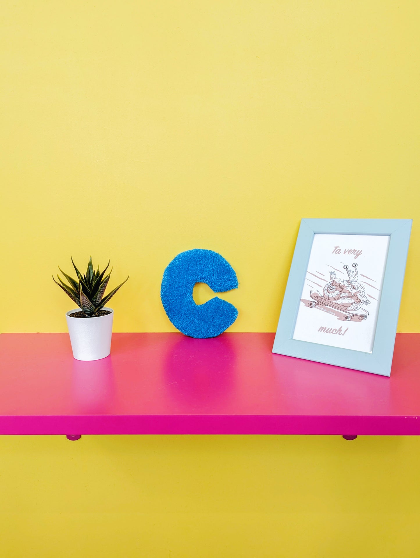 Tufted Fluffy Alphabet Wall Letter C - Colourful Kids Room Decor, Cute Nursery Accent, Personalised Wall Display