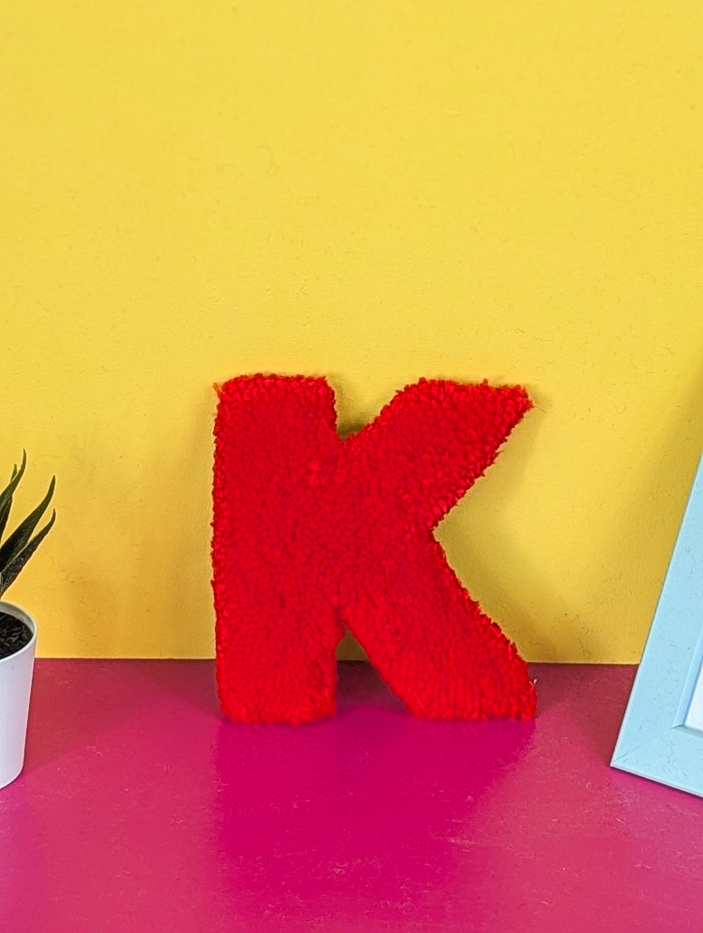 Tufted Fluffy Alphabet Wall Letter K - Colourful Kids Room Decor, Cute Nursery Accent, Personalised Wall Display