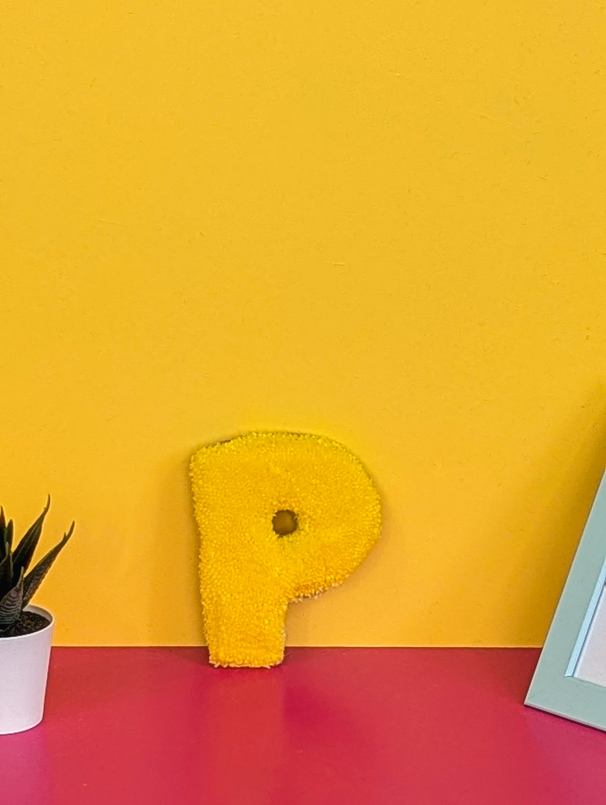 Tufted Fluffy Alphabet Wall Letter P - Colourful Kids Room Decor, Cute Nursery Accent, Personalised Wall Display