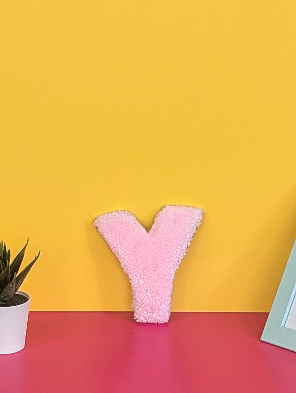 Tufted Fluffy Alphabet Wall Letter Y - Colourful Kids Room Decor, Cute Nursery Accent, Personalised Wall Display