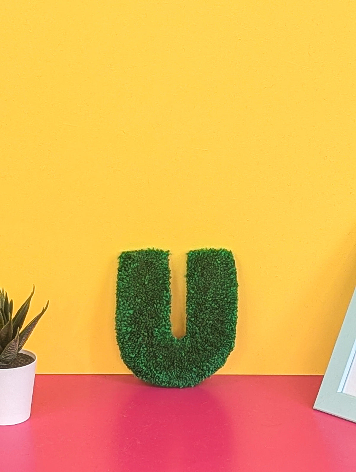 Tufted Fluffy Alphabet Wall Letter U - Colourful Kids Room Decor, Cute Nursery Accent, Personalised Wall Display