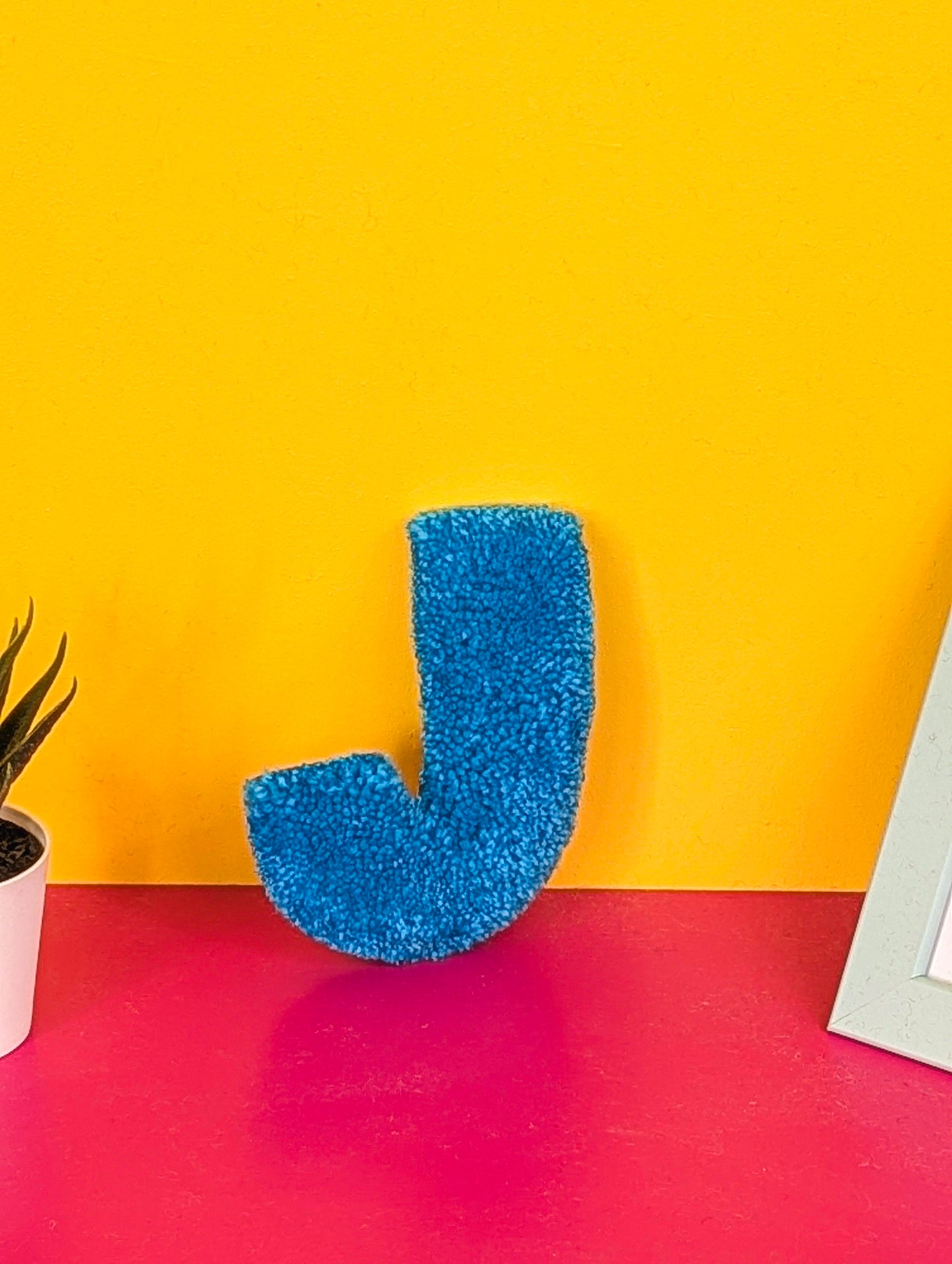 Tufted Fluffy Alphabet Wall Letter J - Colourful Kids Room Decor, Cute Nursery Accent, Personalised Wall Display