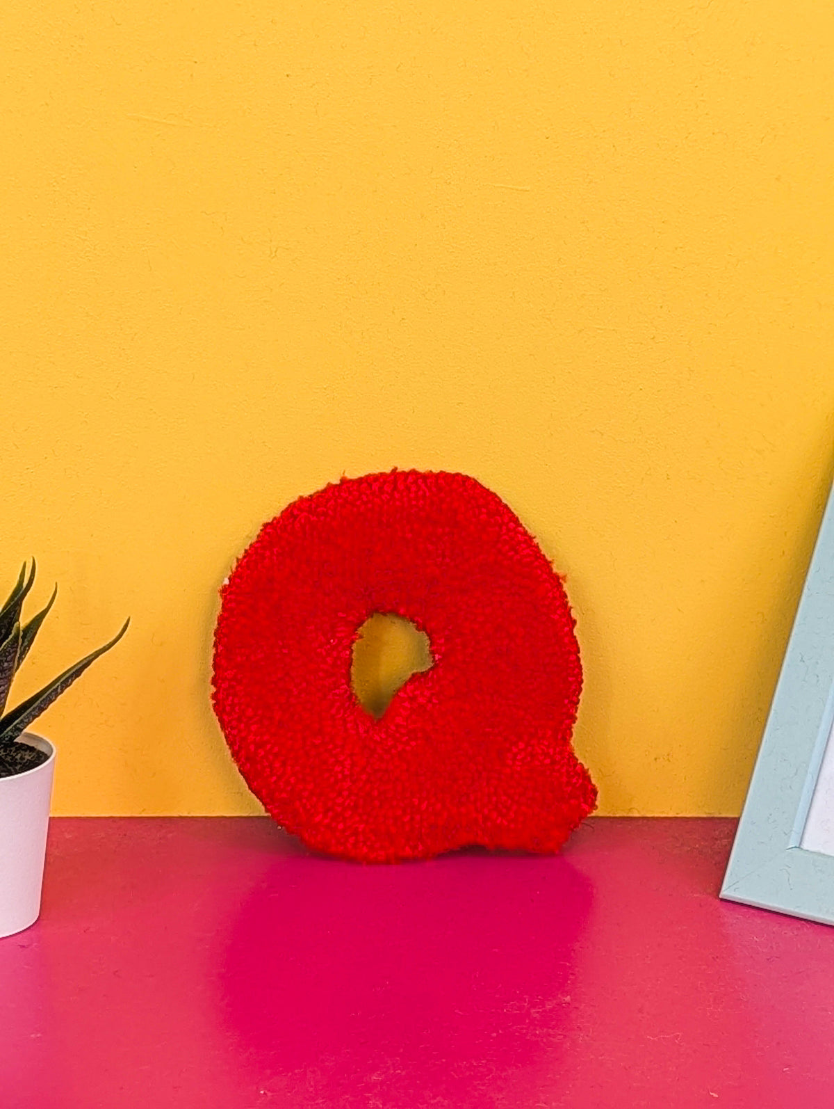 Tufted Fluffy Alphabet Wall Letter Q - Colourful Kids Room Decor, Cute Nursery Accent, Personalised Wall Display