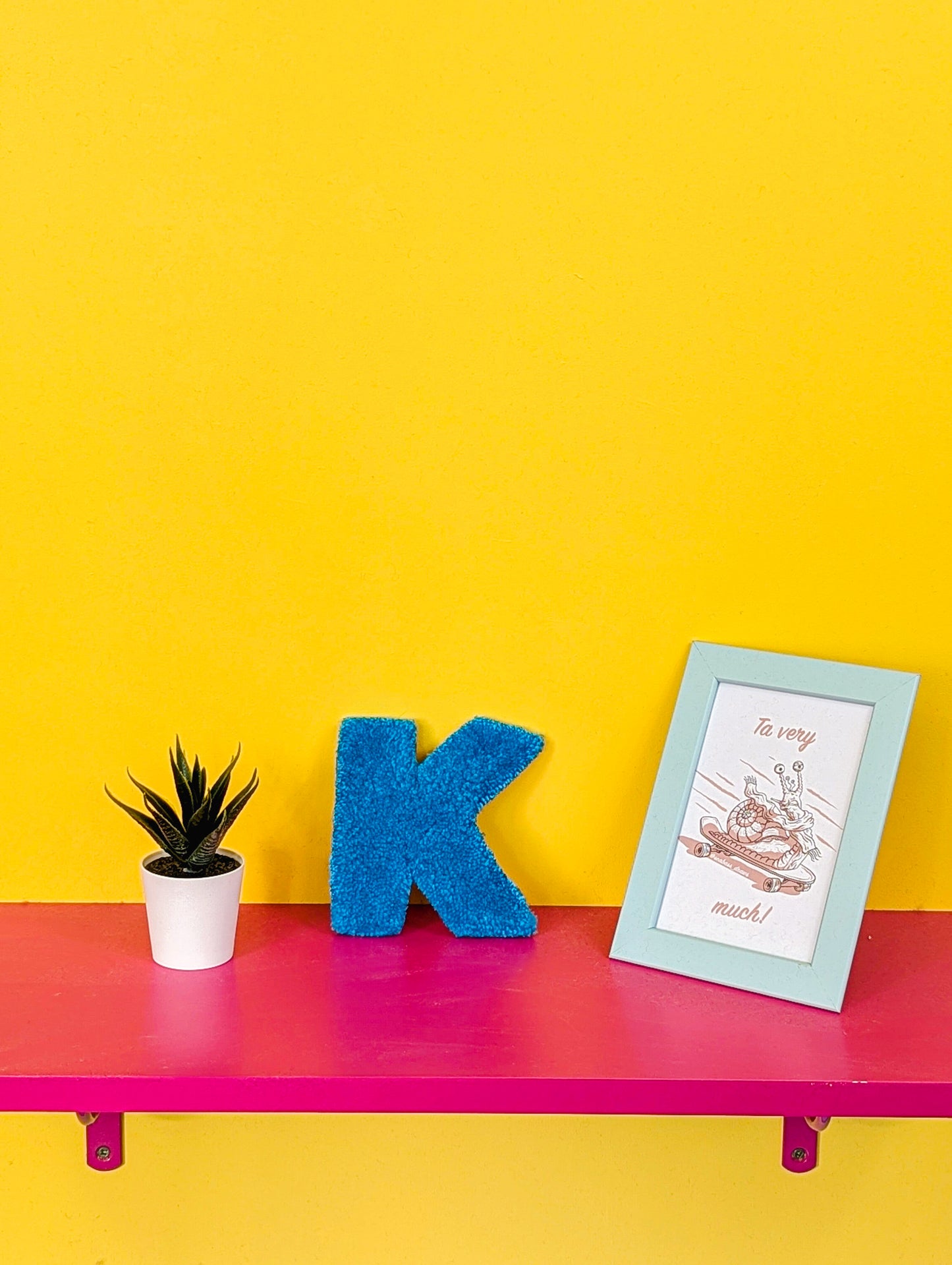 Tufted Fluffy Alphabet Wall Letter K - Colourful Kids Room Decor, Cute Nursery Accent, Personalised Wall Display
