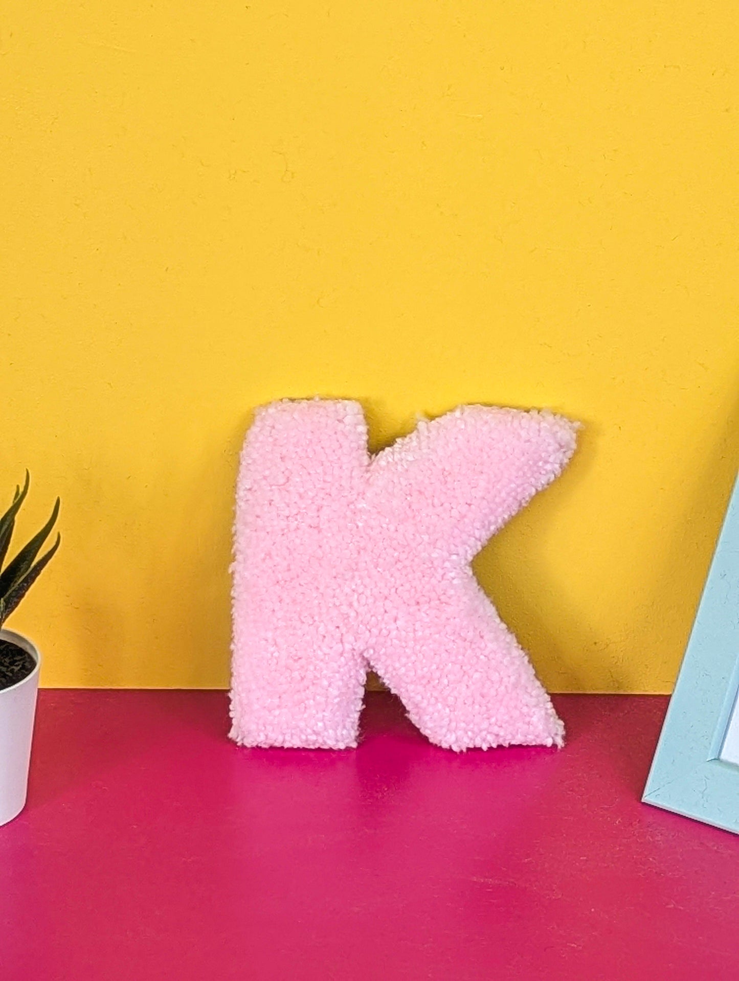 Tufted Fluffy Alphabet Wall Letter K - Colourful Kids Room Decor, Cute Nursery Accent, Personalised Wall Display