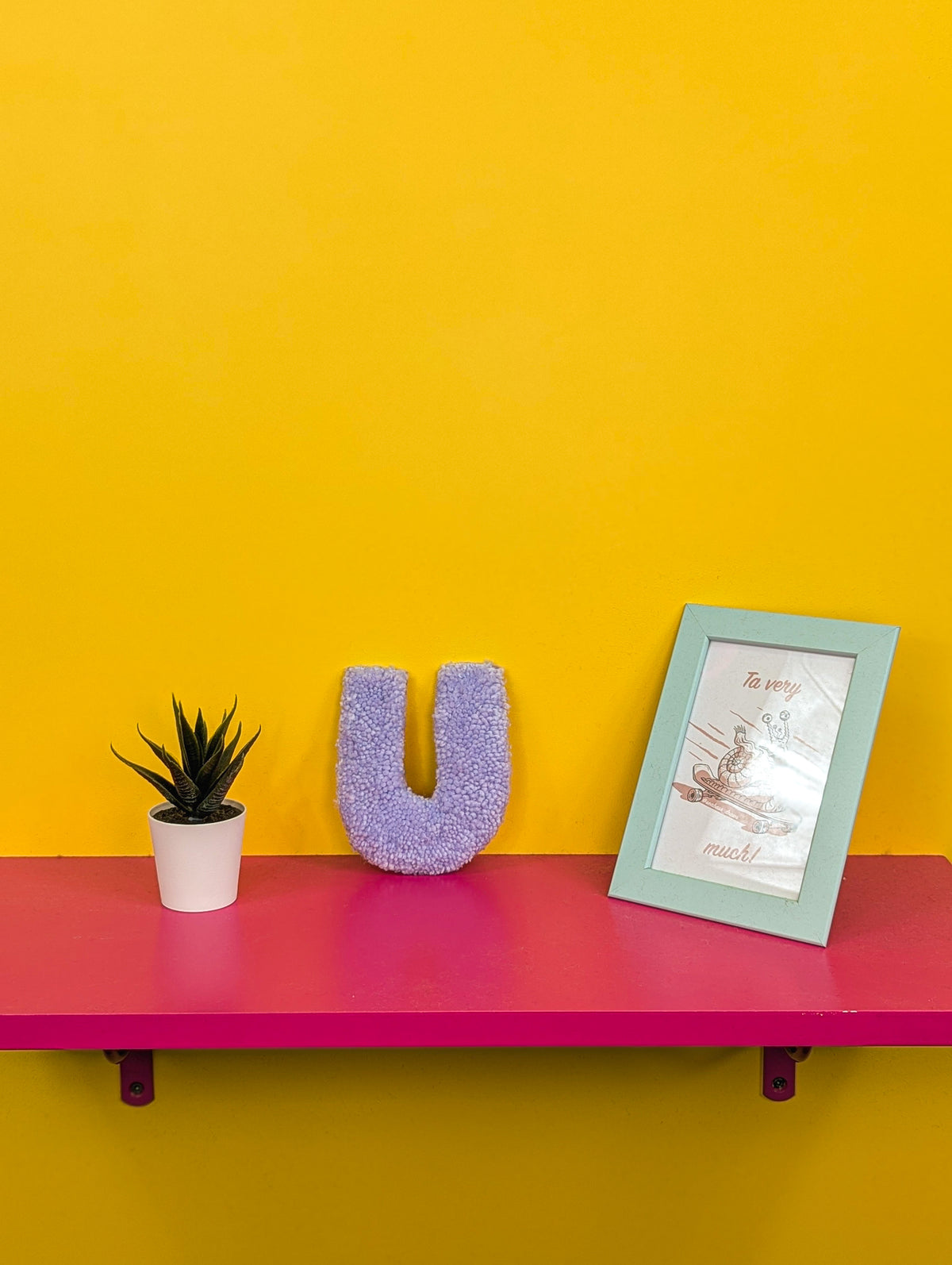 Tufted Fluffy Alphabet Wall Letter U - Colourful Kids Room Decor, Cute Nursery Accent, Personalised Wall Display
