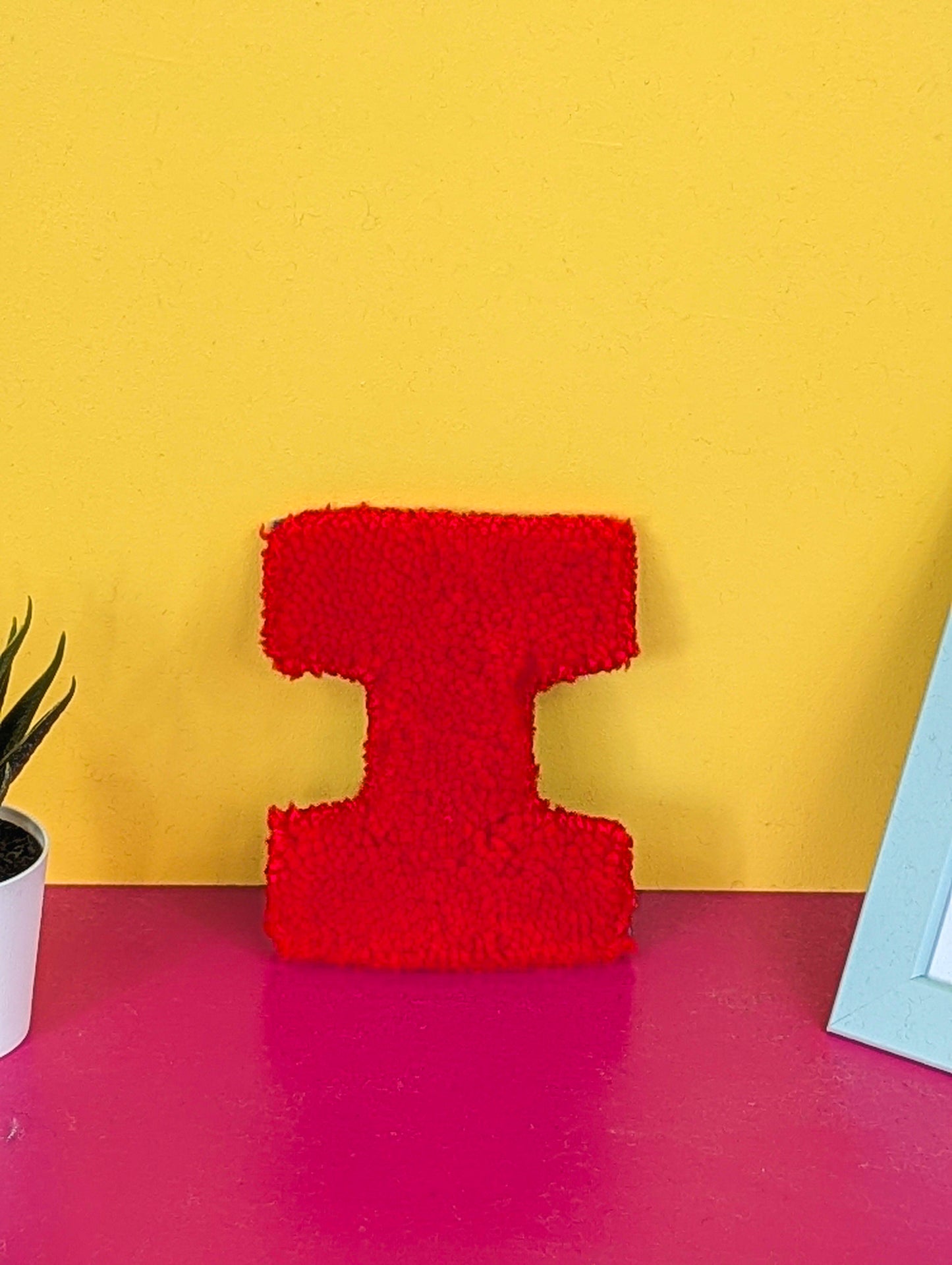 Tufted Fluffy Alphabet Wall Letter I - Colourful Kids Room Decor, Cute Nursery Accent, Personalised Wall Display