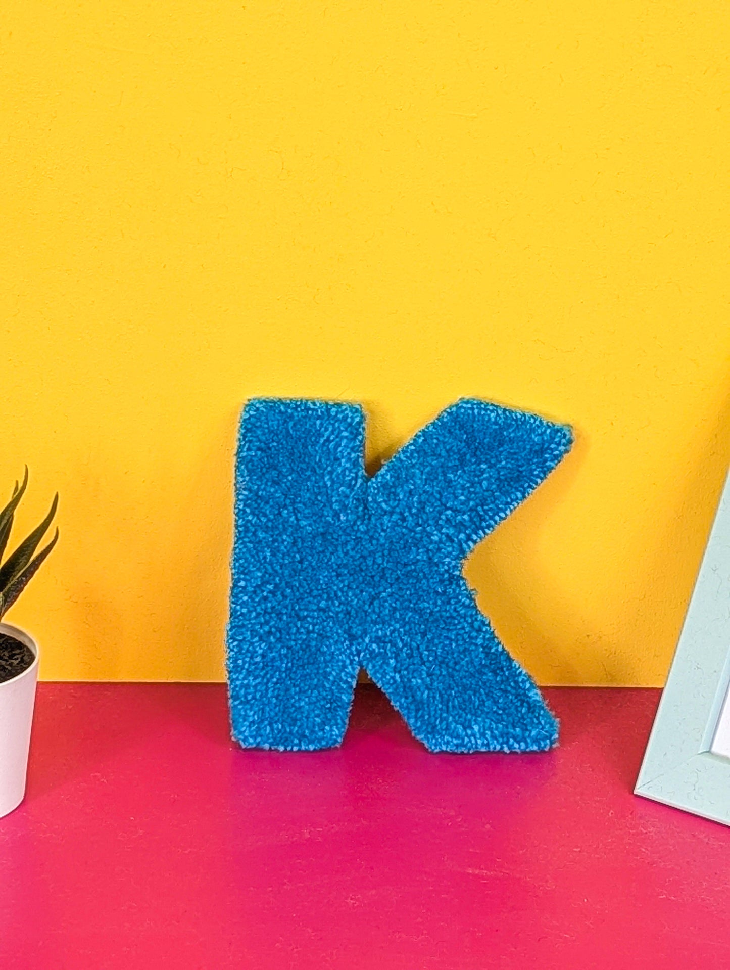 Tufted Fluffy Alphabet Wall Letter K - Colourful Kids Room Decor, Cute Nursery Accent, Personalised Wall Display
