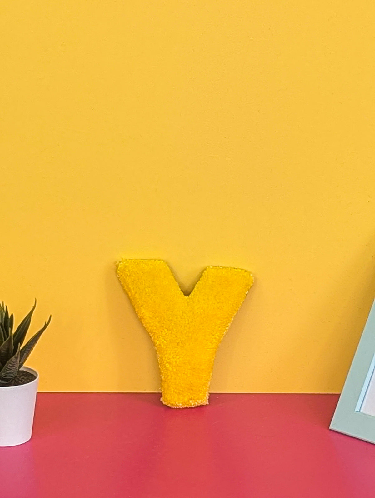 Tufted Fluffy Alphabet Wall Letter Y - Colourful Kids Room Decor, Cute Nursery Accent, Personalised Wall Display