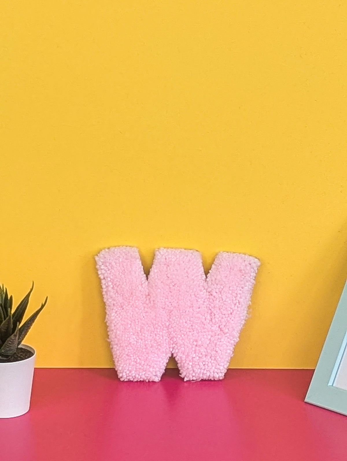 Tufted Fluffy Alphabet Wall Letter W - Colourful Kids Room Decor, Cute Nursery Accent, Personalised Wall Display