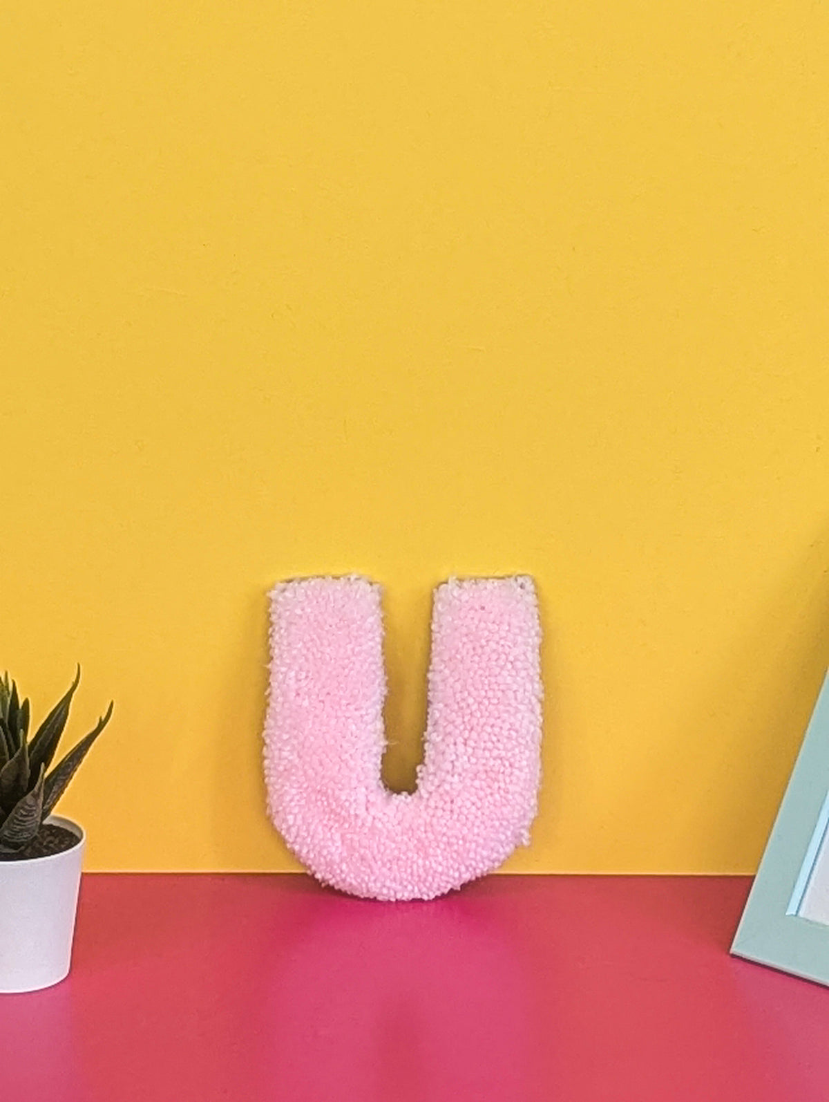 Tufted Fluffy Alphabet Wall Letter U - Colourful Kids Room Decor, Cute Nursery Accent, Personalised Wall Display