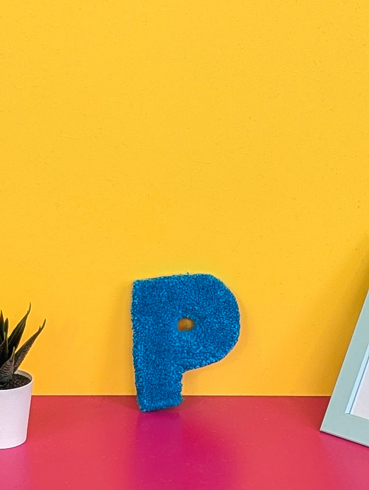 Tufted Fluffy Alphabet Wall Letter P - Colourful Kids Room Decor, Cute Nursery Accent, Personalised Wall Display