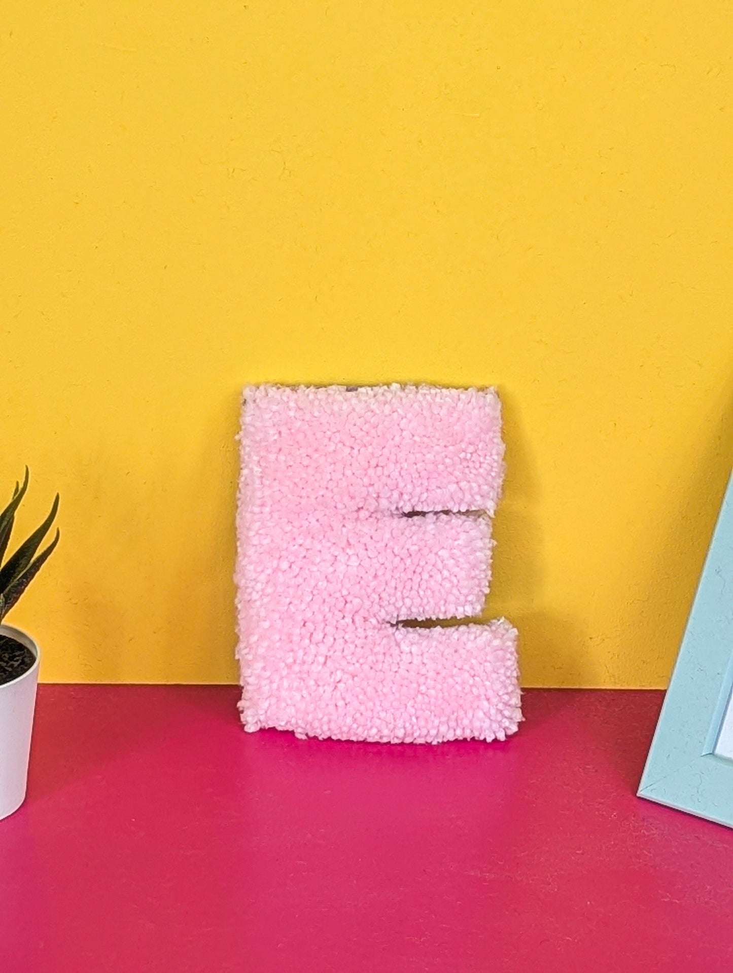 Tufted Fluffy Alphabet Wall Letter E - Colourful Kids Room Decor, Cute Nursery Accent, Personalised Wall Display