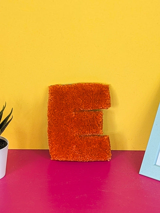 Tufted Fluffy Alphabet Wall Letter E - Colourful Kids Room Decor, Cute Nursery Accent, Personalised Wall Display