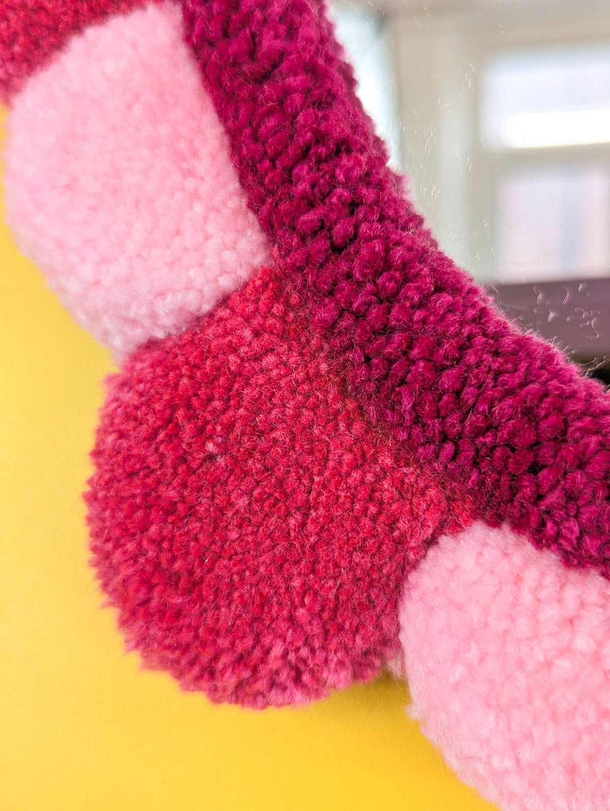 Handmade Pink Tufted Petal Mirror – Flower-Shaped Wall Mirror, Colourful Textured Home Decor