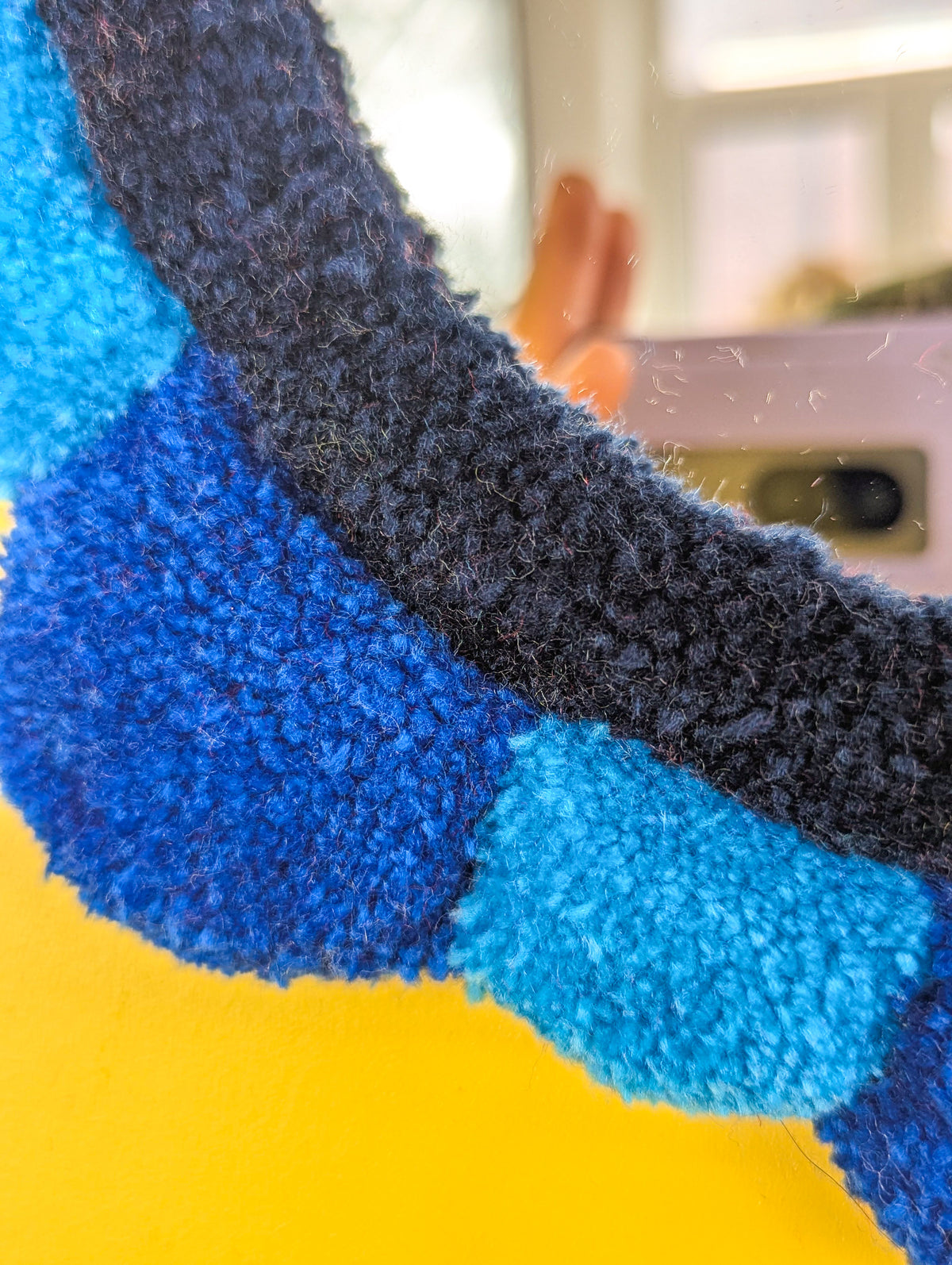 Handmade Blue Tufted Petal Mirror – Flower-Shaped Wall Mirror, Colourful Textured Home Decor