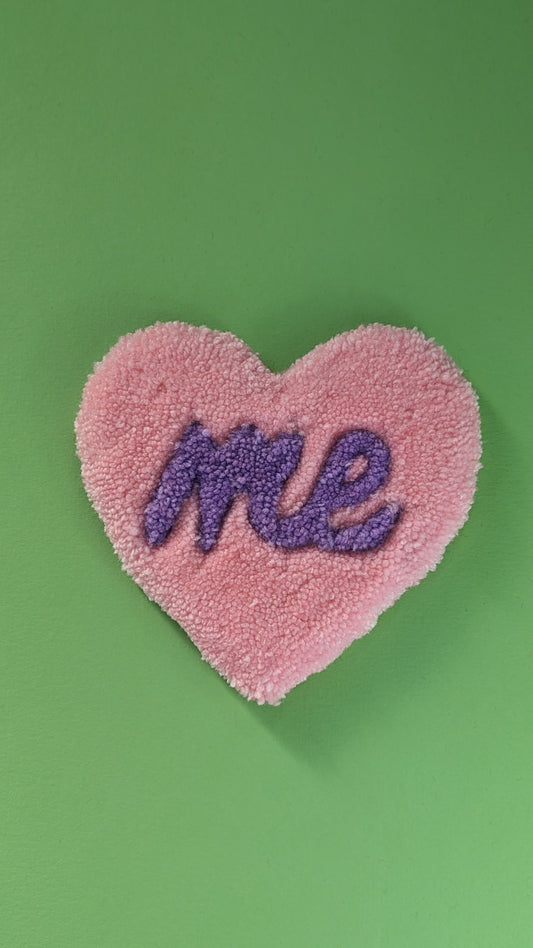 love me self love heart coaster pastel pink purple mini rug mug rug