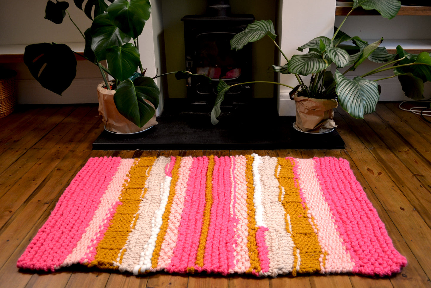 sick collection medium pink hand knitted rug