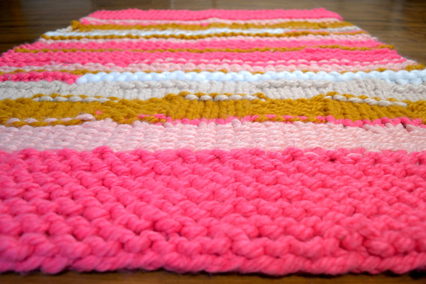 sick collection medium pink hand knitted rug