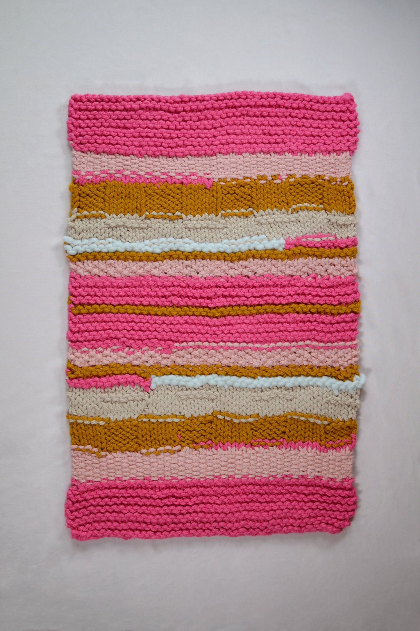 sick collection medium pink hand knitted rug